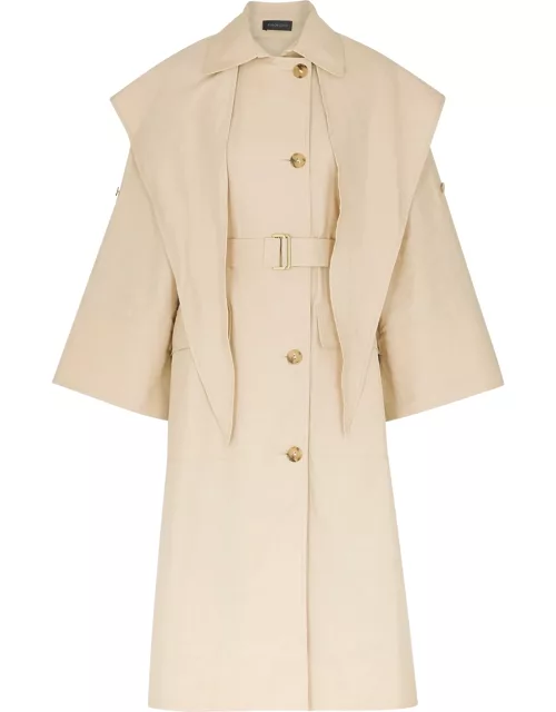 Eliza sand linen and cotton-blend trench coat