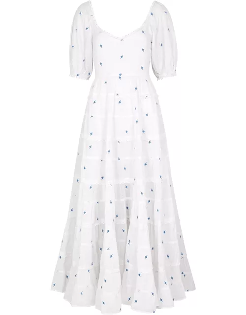 Cannes white floral-embroidered cotton dress