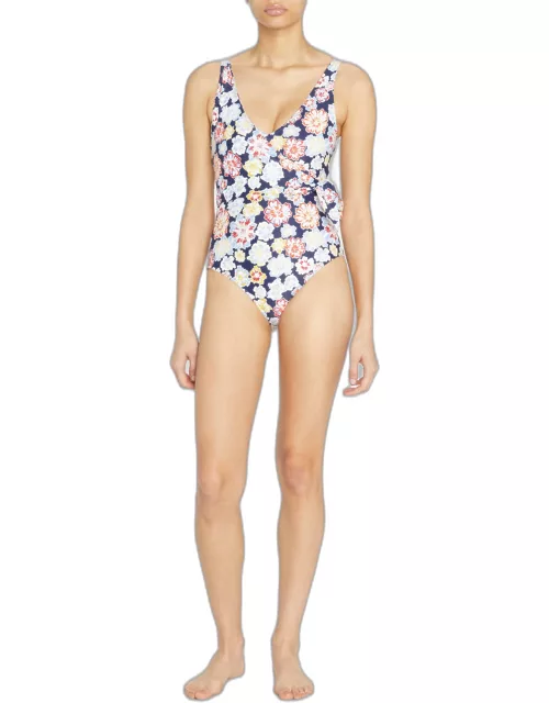 Kelly Floral-Print Wrap One-Piece Swimsuit