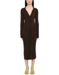 Brown knitted sheath dres