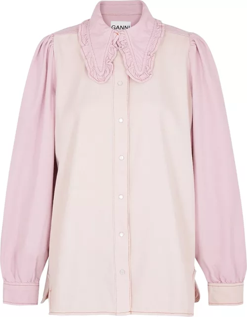 Pink panelled cotton-blend shirt
