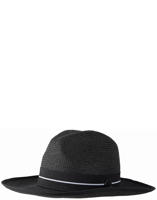 Dents Women'S Paper Straw Panama Hat With Black Ribbon And Trim In Black