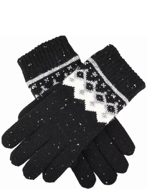 Dents Women'S Fair Isle Jacquard Knit Gloves In Black