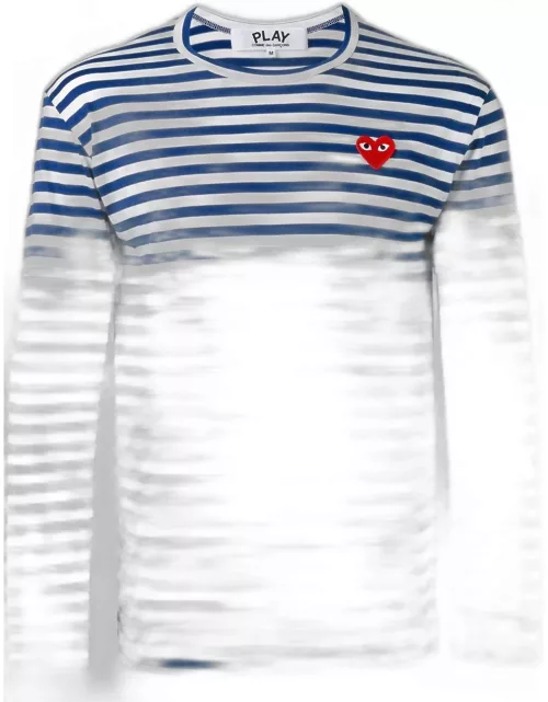 Comme Des Garçons Play striped heart embellished T-shirt