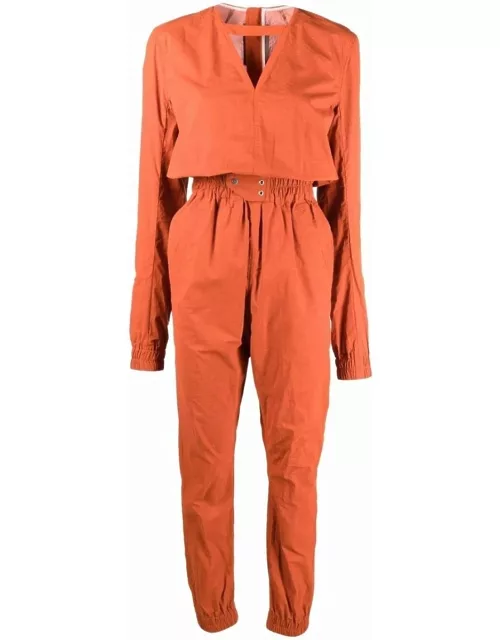 V-neck orange Jumpsuit