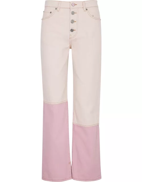 Light pink panelled straight-leg jeans