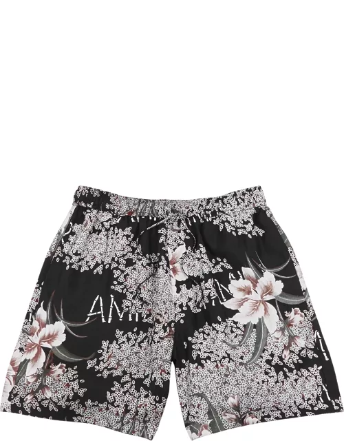 Hibiscus Tiki floral-print silk-twill shorts