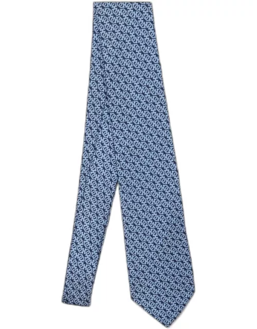 Blue/light blue silk tie with Gancini print