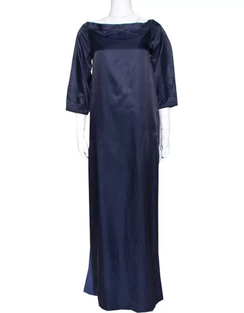 Kenzo Navy Blue Cotton Blend Maxi Dress