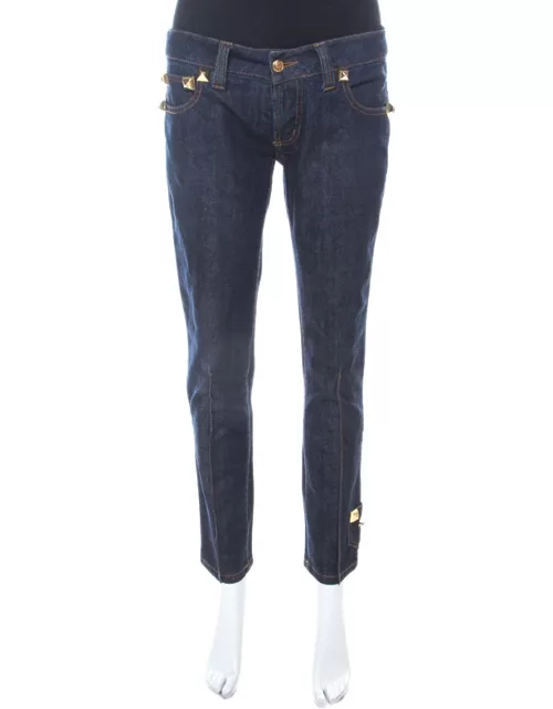 Philipp Plein Limited Edition Indigo Denim Rockstud Embellished Fitted Jeans
