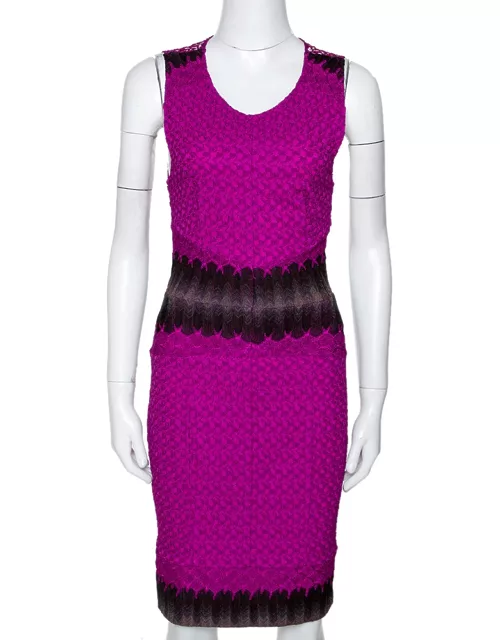 Missoni Purple Crochet Knit Sleeveless Fitted Dress