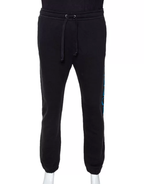 Gucci Black Knit Contrast Vertical Logo Print Track Pants