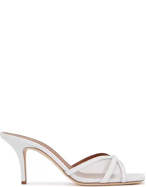 Perla 70 white mesh and leather mules