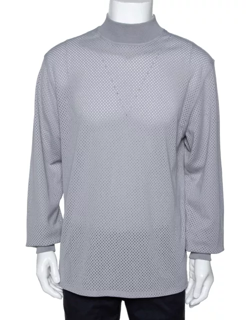 Fear of God Fifth Collection Grey Perforated Knit Long Sleeve T Shirt