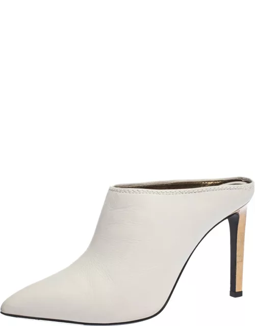 Lanvin White Leather Pointed Toe Mule