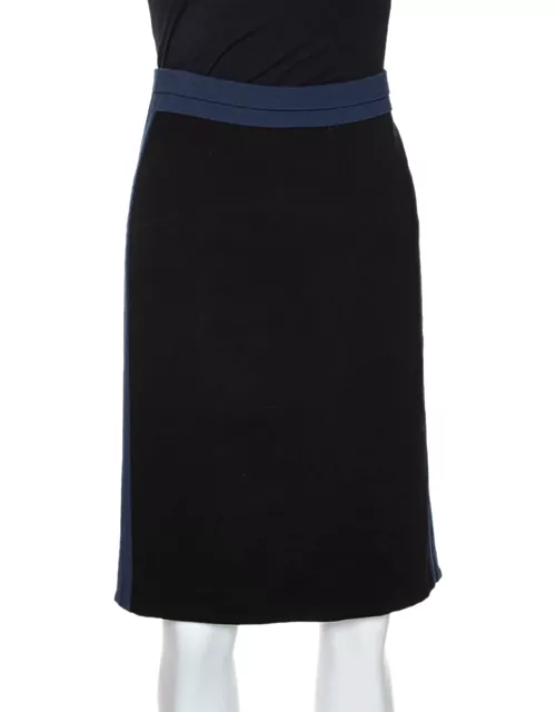 Diane Von Furstenberg Black & Blue Knit Panel Marta Framed Skirt