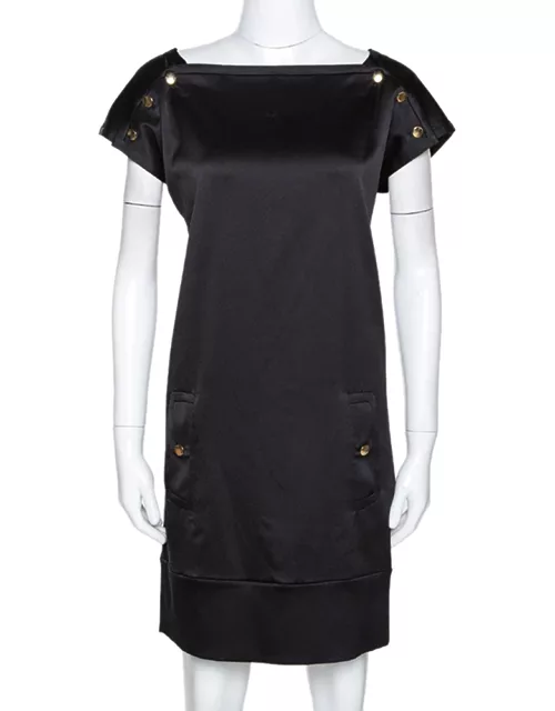 Diane von Furstenberg Black Textured Silk Pisco Shift Dress