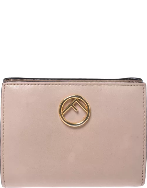 Fendi Beige Leather Bifold F Is Compact Wallet