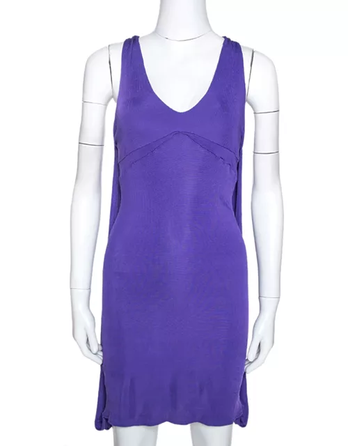 Just Cavalli Purple Stretch Jersey Sleeveless Mini Dress