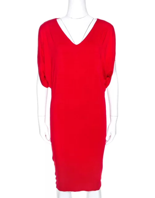 Alexander McQueen Red Stretch Knit Sleeveless Fitted Dress