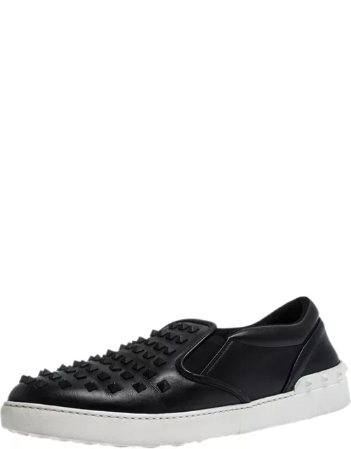 Valentino Black Studded Leather Slip On Sneaker