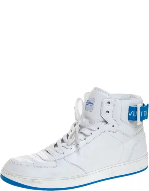 Louis Vuitton White/Blue Leather Rivoli High Top Sneaker