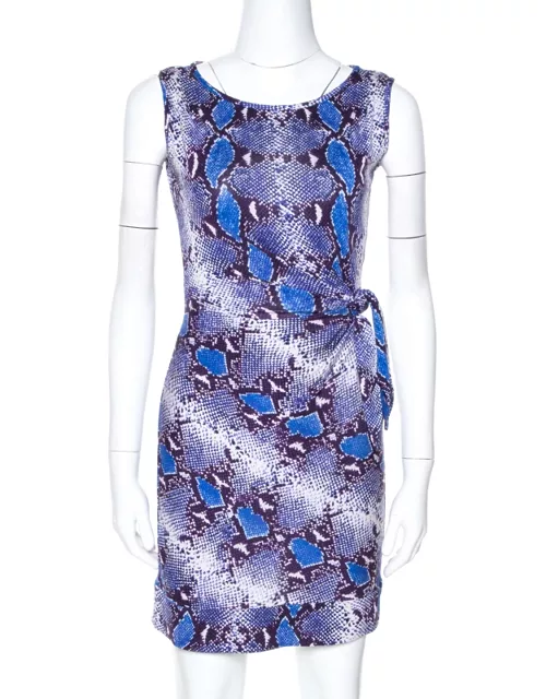 Diane Von Furstenberg Blue Python Print Silk Jersey Della Dress