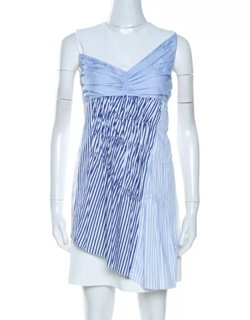 Victoria Victoria Beckham White Paneled Cotton Overlay Mini Dress