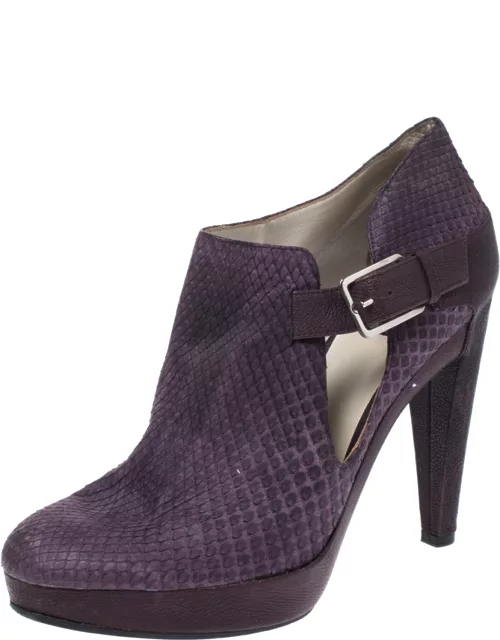 Dior Purple Python Leather And Embossed Leather Platform Ankle Bootie