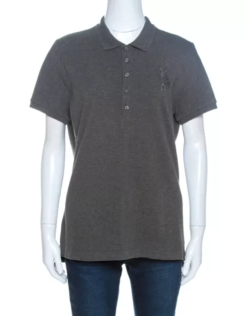 Ralph Lauren Grey Pique Cotton Skinny Polo T-Shirt