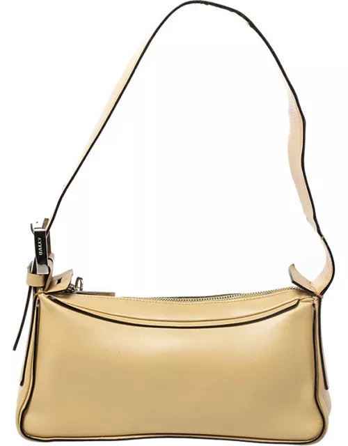 Bally Light Yellow Leather Zip Shoulder Bag