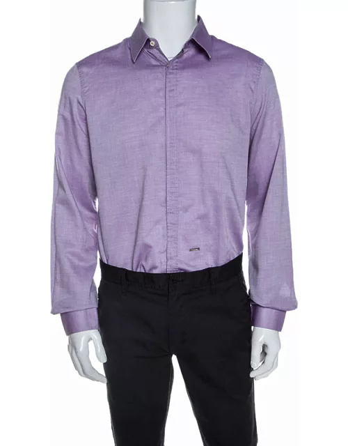 Dsquared2 Purple Chambray Cotton Button Front Shirt