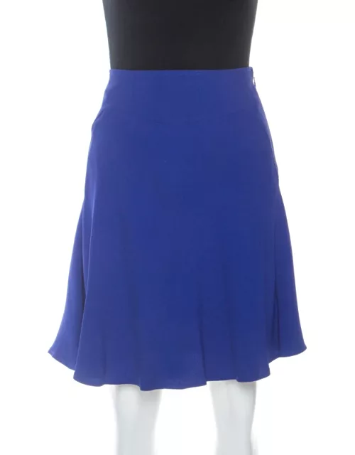 Elie Saab Blue Crepe Flared Skirt
