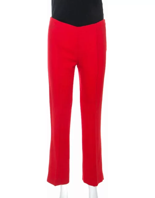Valentino Red Wool Crepe Tailored Trousers