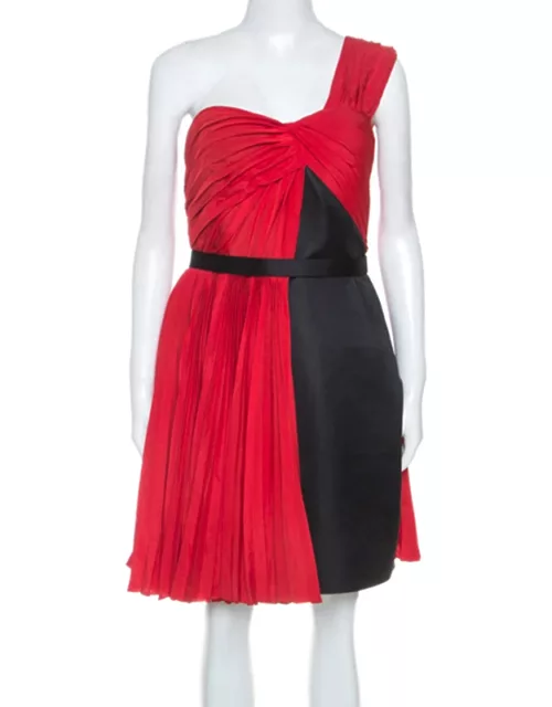 Jason Wu Red Crepe Pleated One Shoulder Dress