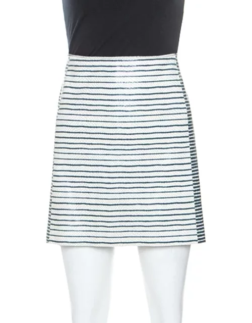 Tory Burch Bicolor Striped Leather Sorrel Skirt