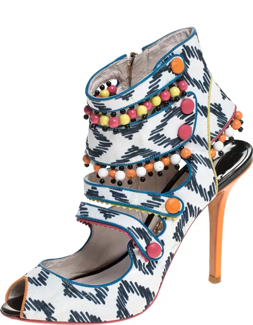 Sophia Webster Multicolor Strappy Leather Beaded Caged Sandal