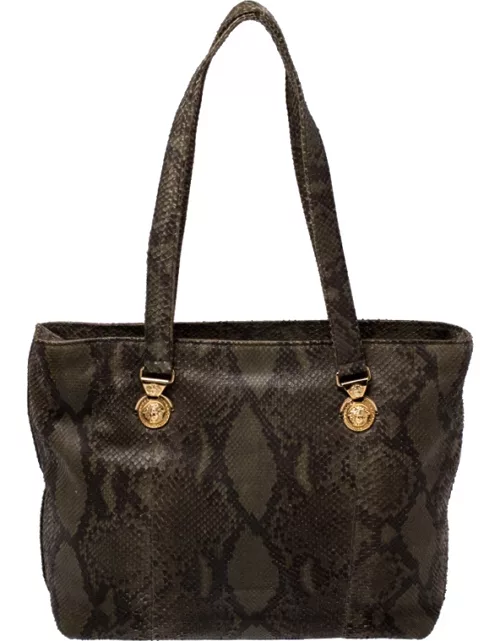 Versace Green Python Leather Tote