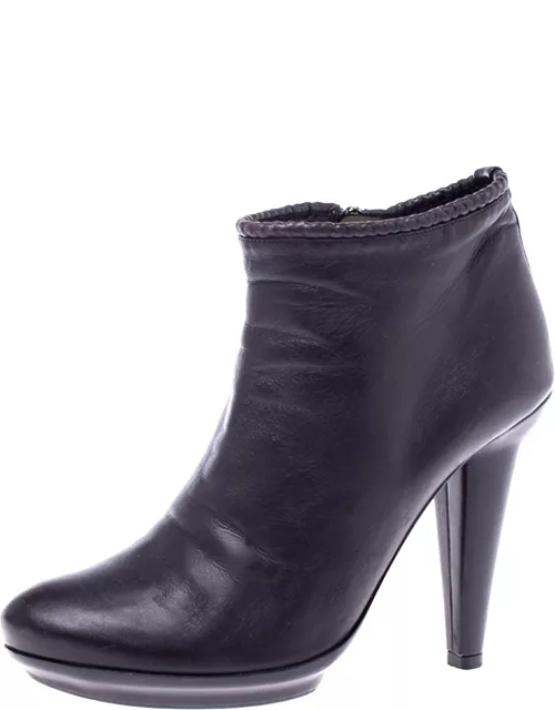 Bottega Veneta Purple Leather Ankle Boot