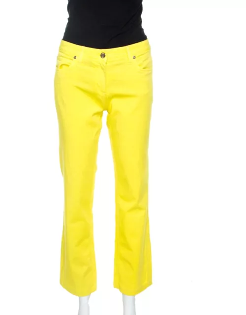 Roberto Cavalli Yellow Denim Embroidered Back Pocket Jeans