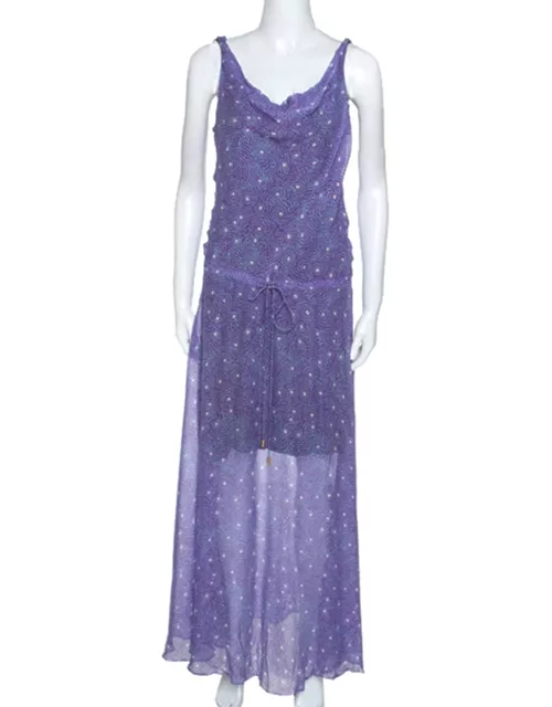 Diane Von Furstenberg Purple Printed Chiffon Tadd Maxi Dress