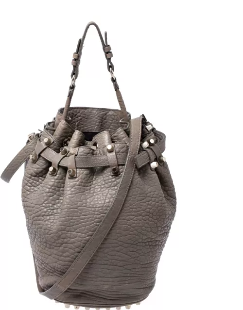 Alexander Wang Taupe Textured Leather Diego Bucket Bag