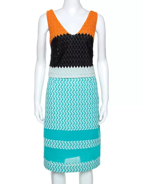 Missoni Blue Crochet Knit Sleeveless Dress