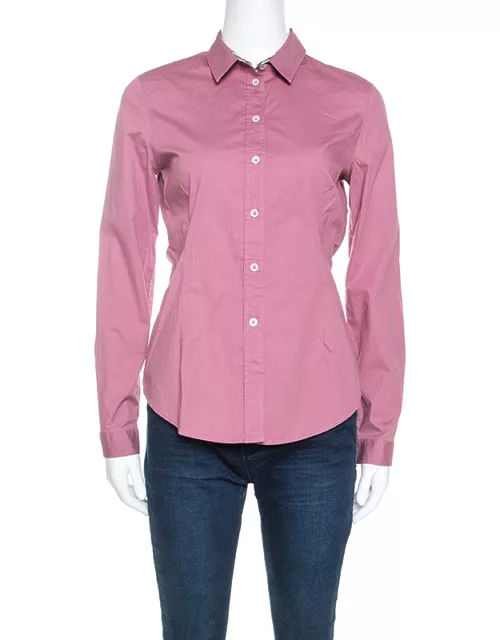 Burberry Brit Pink Stretch Cotton Button Front Shirt