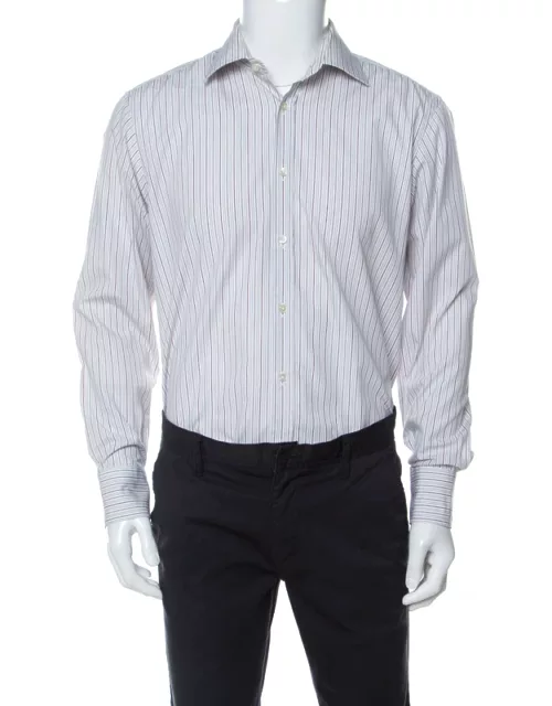 Boss by Hugo Boss White Striped Cotton Button Front Shirt