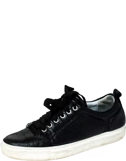 Lanvin Black Leather Lace Up Low Top Sneaker