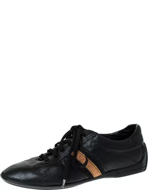 Louis Vuitton Black Leather Lace Up Sneaker