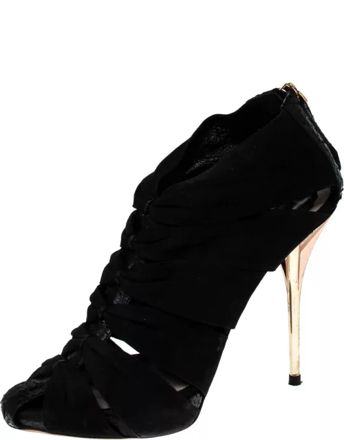 Dior Black Python Leather And Suede Caged Platform Sandal