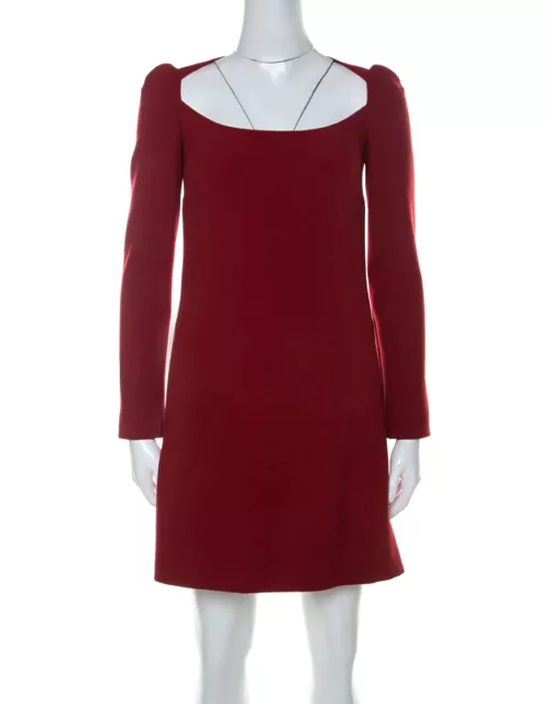Dolce & Gabbana Red Wool Long Sleeve Shift Dress