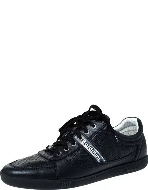 Baldinini Blue Perforated Leather Lace Up Sneaker
